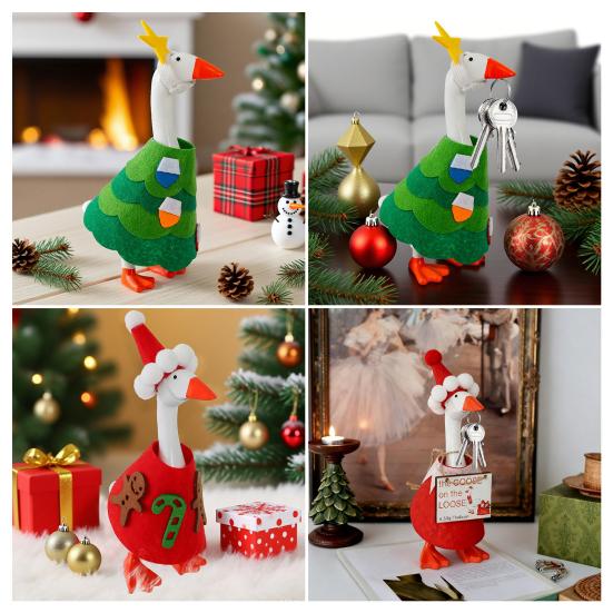 Christmas Goose Costume Felt Fabric Seasonal Goose Figurines Costume Handmade Festive Outfit Table Desk Decoration