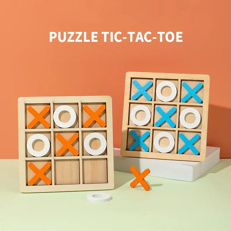 Montessori Interaction Wooden Board Kids Game XO Tic Tac Toe Chess Funny Developing Intelligent Educational Toy Puzzles 3D Maze
