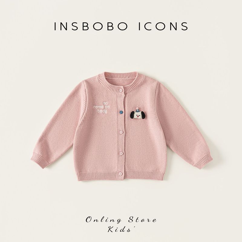 Insbobo Kidsren s Knitwear 2026 Spring New Style Girls  Knitwear Boys  Cardigan Jacket Baby Spring & Fall Clothing Pink 110 cm