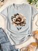 Watercolor Leopard Print Flower Women T-shirt Fashion Graphic Clothing Funny Harajuku T-shirt Female Clothes Tops