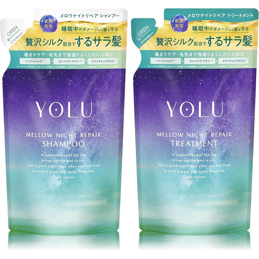 YOLU Yoru Shampoo and Treatment Set Refill 300ml Mellow Night Repair