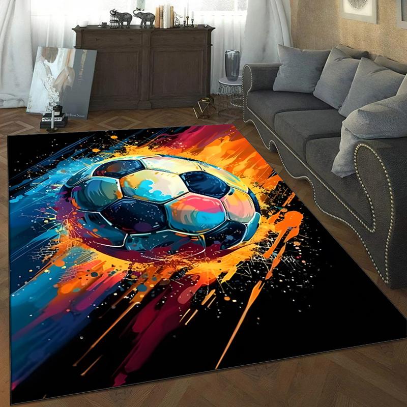 Soccer Design Area Rug: Non-Slip Decor Mat for Living Room, Bedroom, Kitchen, Chair Mat, Home Decoration Gift