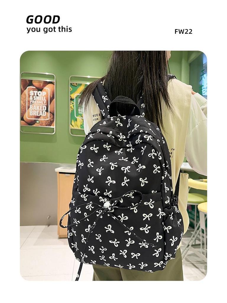 2025 Floral Bowknot Backpack for Students - Versatile & Casual