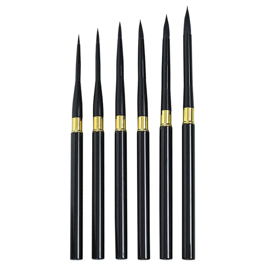 

Набор из 6 кистей для рисования, профессиональная кисть для рисования, круглая, заостренная, нейлоновая, акриловая кисть для акриловой, акварельной, масляной живописи