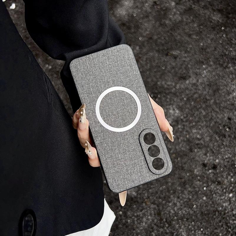 Magsafe Magnetic Plain Leather Case For OnePlus Nord 5 4 Ce 5 One Plus 13s 13T 13R 13 12 Ace 5 3 Cloth Wireless Charging Cover