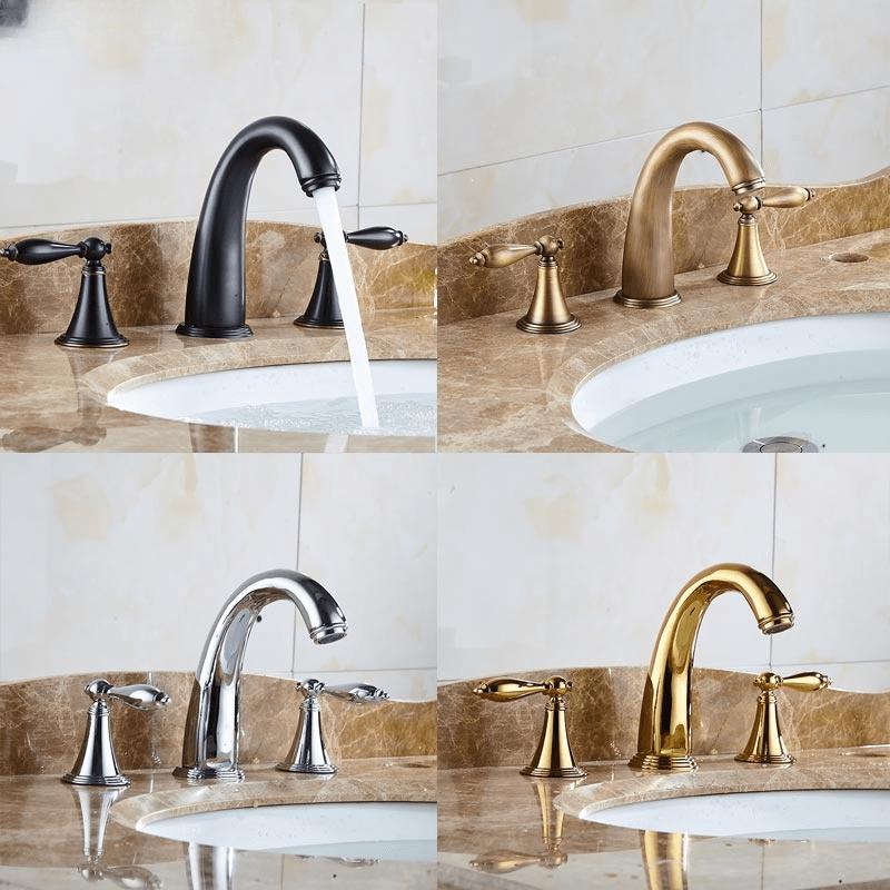 Antique Gold & Black Single-Handle Basin Faucet