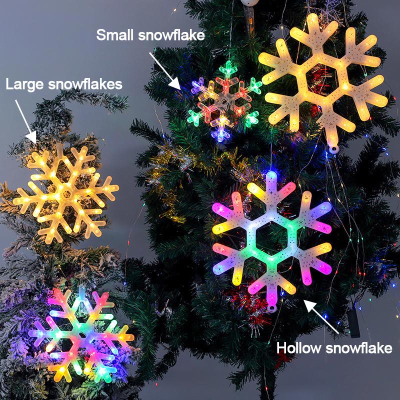 Christmas LED Light Snowflake Battery Case Hanging Battery-operated Window Ornaments Decoration for Home Xmas New Year Decor
