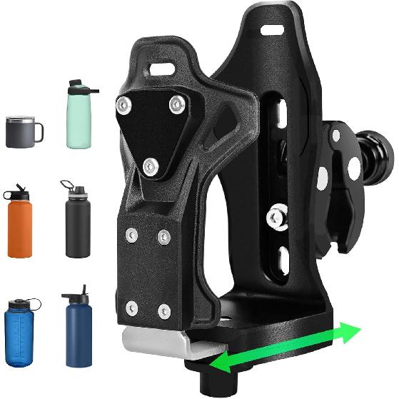 Upgraded Motorcycle ATV Cup Holder Anti Theft, Extra Large Bike Water Bottle Holder 1.95 – 3.6 Inch Universal Size, Drink Holder Handlebar With
