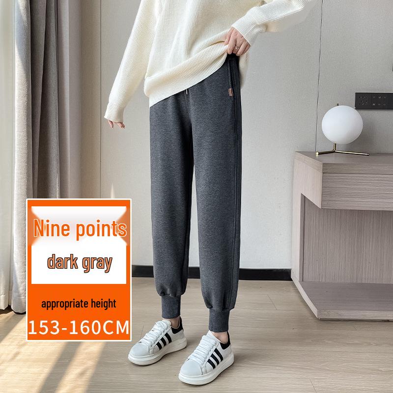 Women s High Waist Slimming Grey Sweatpants with Velvet Lining (Autumn/Winter 2026) XL