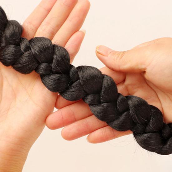 Braid Wig Smooth Realistic Natural Elastic Hair Rope Soft Hairs Styling Comfortable To Wear African Dirty Braid Long Ponytail Wig Girl Supply