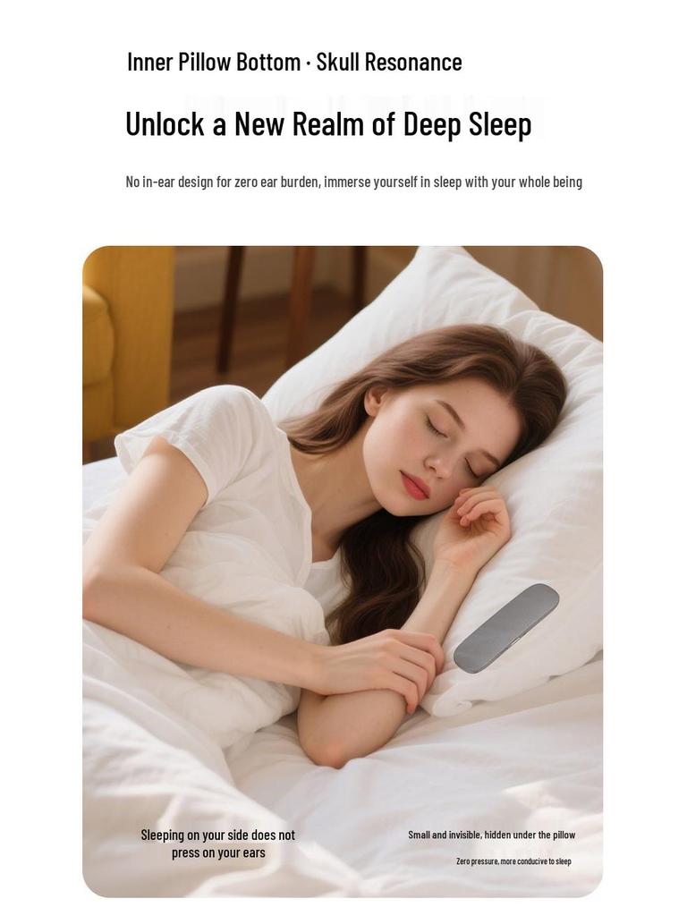 Wireless Bone Conduction Sleep Speaker, Portable Bluetooth Pillow Speaker GCD5