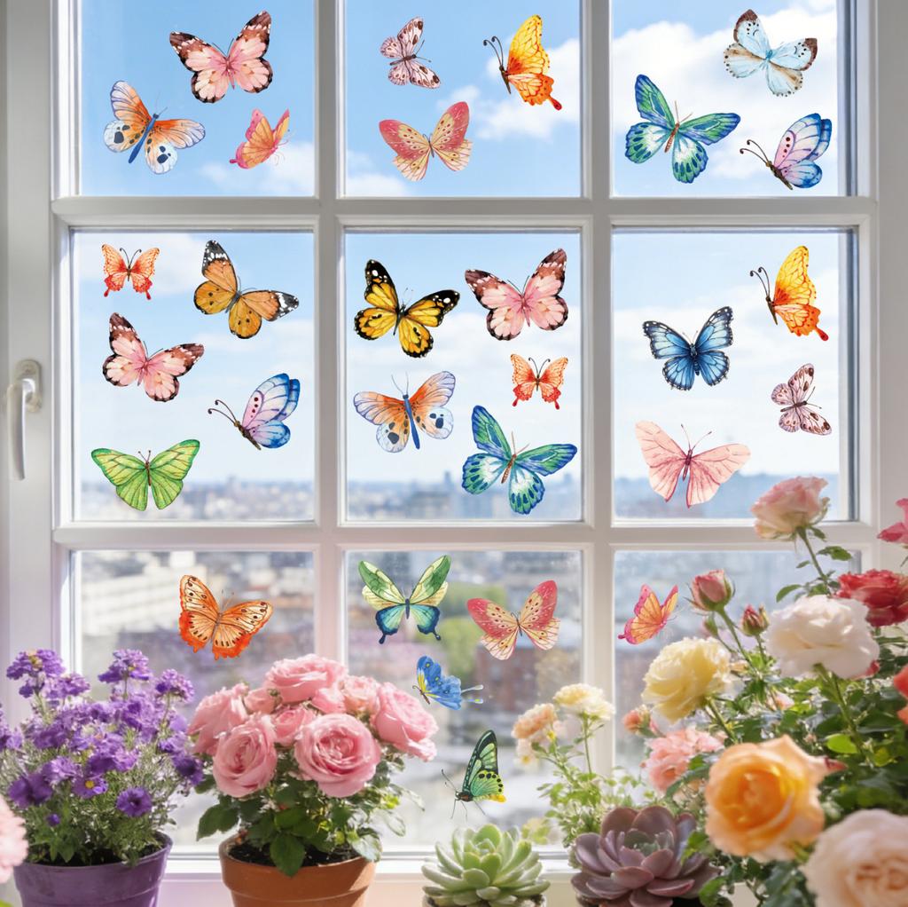Butterfly Window Clings, Static Glass Window Decals for Bedroom Living Room Home Decor