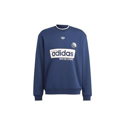 Originals Kleeblatt-Logo Print Rundhals-Sweatshirt Herren Sweatshirt Nacht-Indigo IP7164