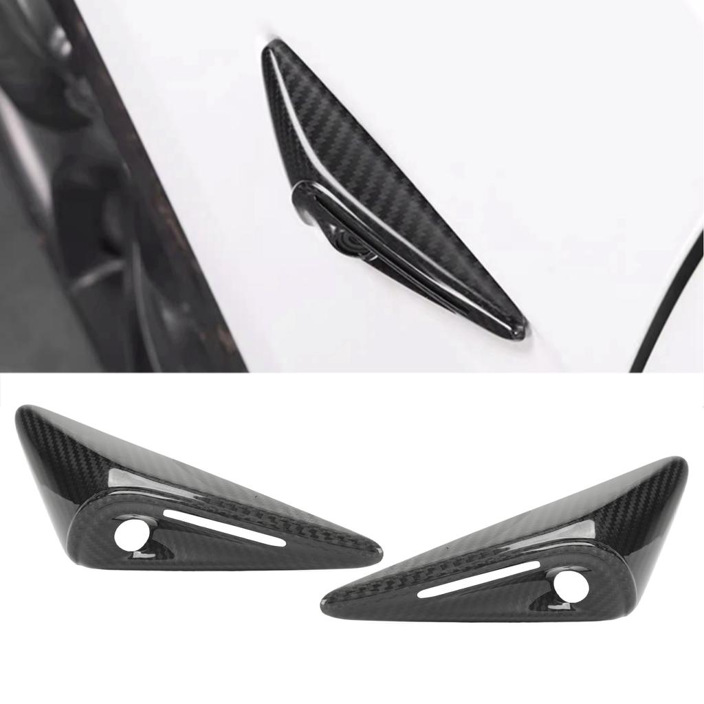 2PCS Car  Side Mudguard Camera Vent Cover Trim Carbon Fiber UV Resistant Replacement For Tesla Model S 2025+