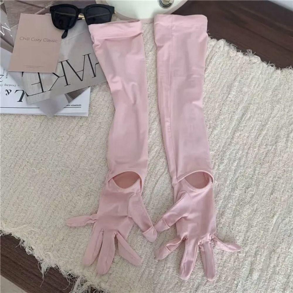 Gifts Dopamine Sunscreen Gloves Ice Silk UV Protection Women's Long Gloves Thin Non-Slip Gloves