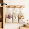 Canvas Shopping Bag, Breathable Mesh Splicing Design, with Reinforced Straps Grocery Tote, for Fruits Vegetables Bread Snacks