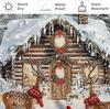 Winter Christmas Shower Curtain,Cute Deer Snow Forest Pine Tree Scene Polyester Bathroom Accessories,Xmas Snowflake Holiday Gray