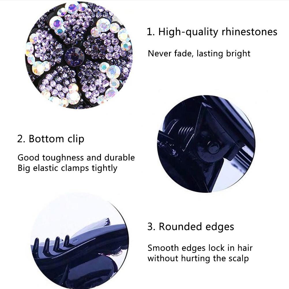 Rhinestone Hair Clip for Women Girls Crystal Fancy Hair Pins Hair Clips Elegant Thick Long Hair