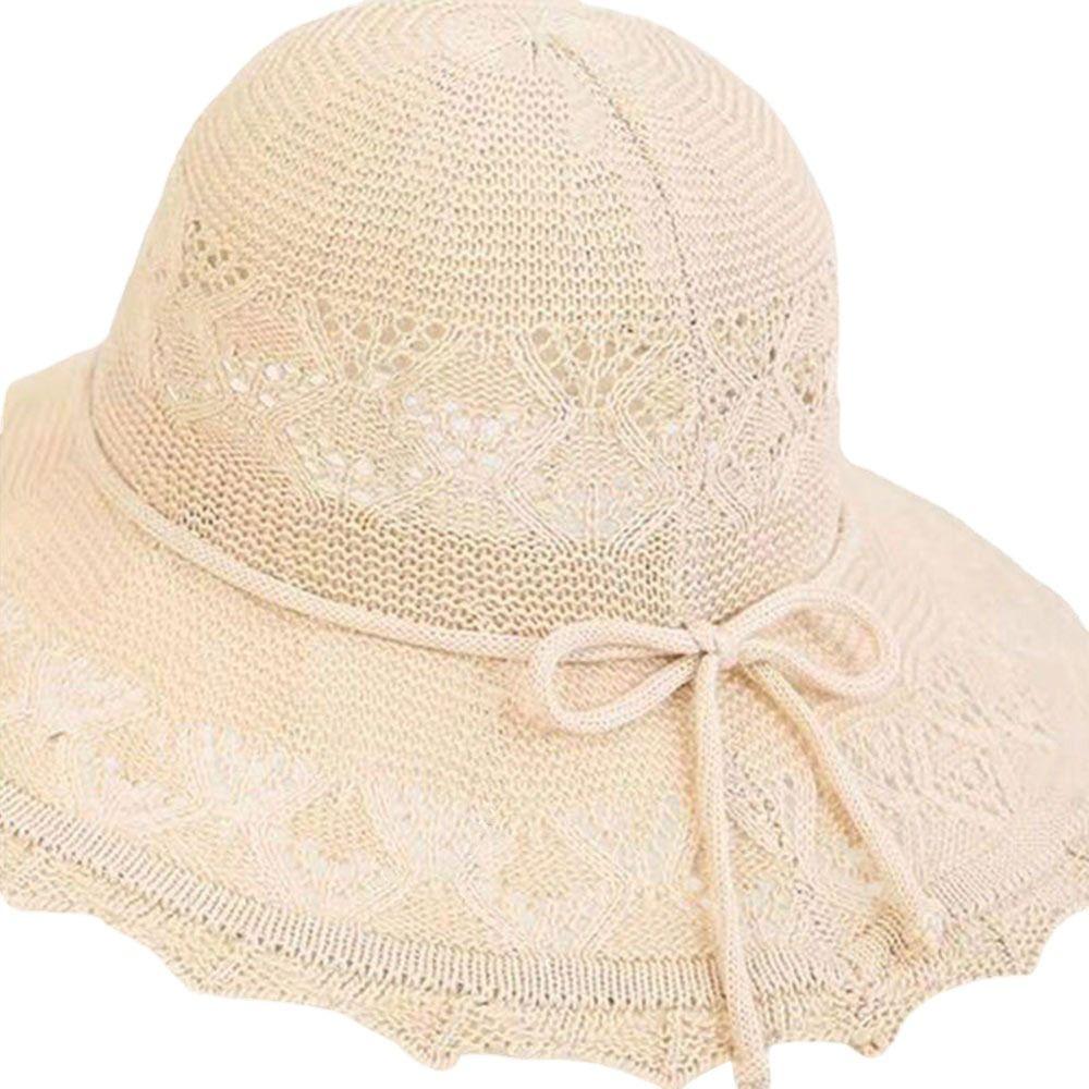 Wide Brim Beach Cap Bowknot Straw Hat Breathable Sun Hat  Women