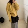 Autumn and Winter New Korean Pullover Sweater Women's Curled Edge Round Neck Heavy Industry Twist Warm Thick Soft Waxy Small Top