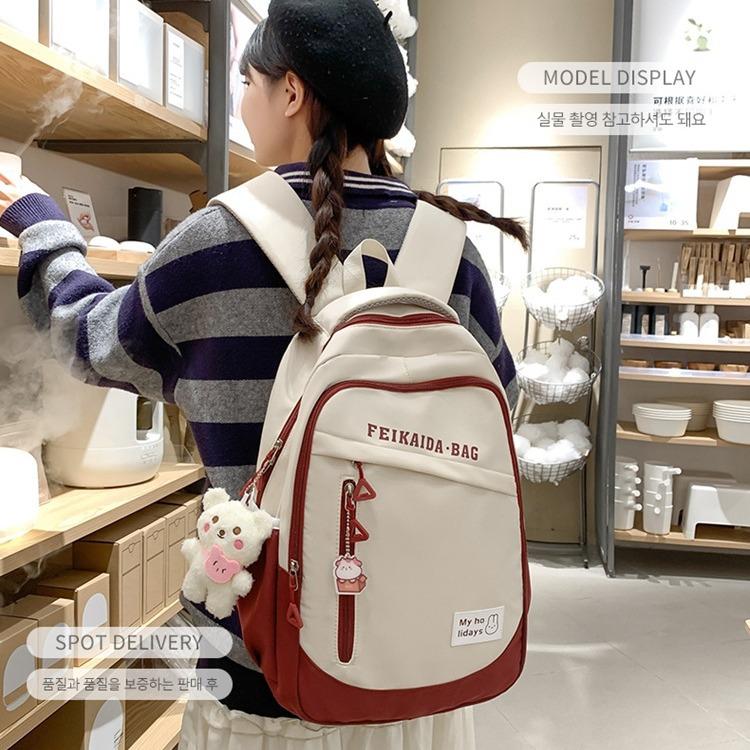 Student schoolbag new casual large-capacity backpack men's color matching small fresh and lightweight backpack girl