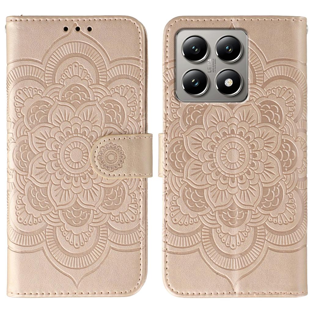 For Xiaomi 14T Case PU Leather Mandala Imprinted Design Wallet Phone Cover