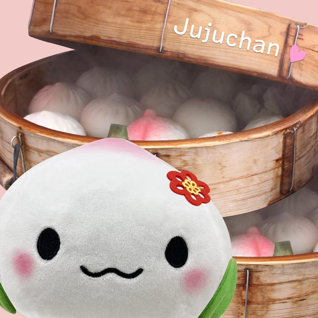 Stuffed Animal Ornament Peach Mascot, Cute, Fluffy, Soft, Cushion, Toy, Healing, Gift, (Chinese Bun)