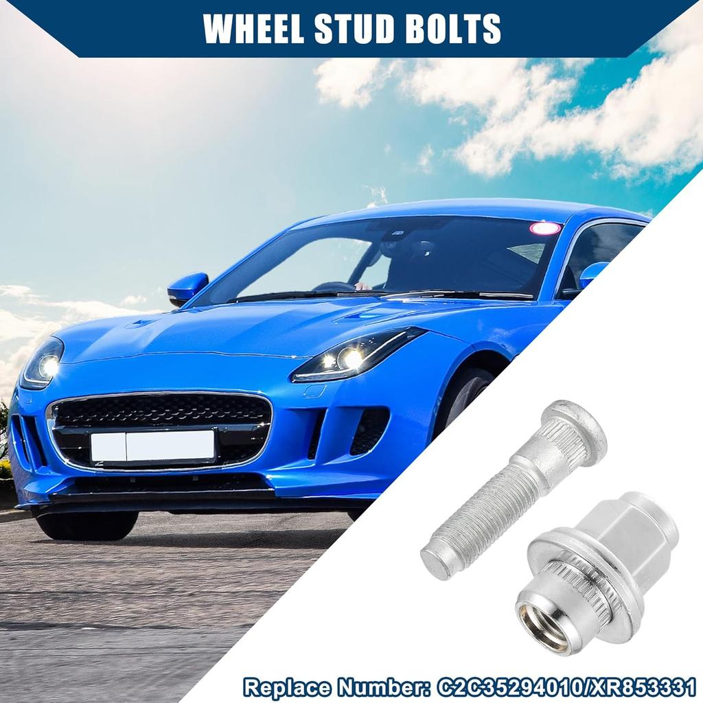 No.C2C35294010 M12-1.5 Wheel Stud Bolts for Jaguar F/S/X-Type XFR XJ/Front Rear Left Right Wheel Lug Studs/Alloy Steel 19mm Hex / 1 Set Silver Tone