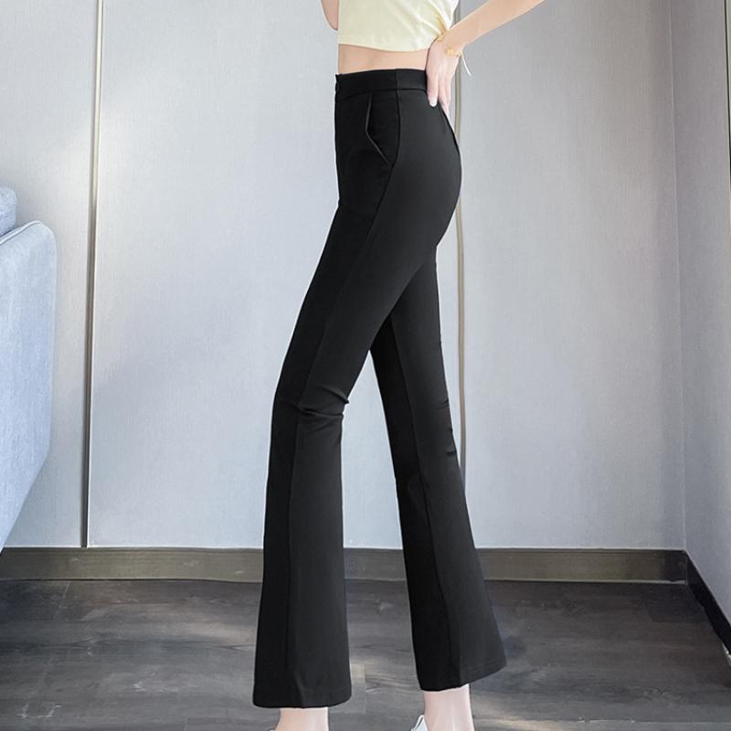 Flared Pants for Women, Nine-Tenths Length, New Black High-Waisted Slimming Casual Petite Suit Flared Pants