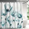 1 Piece Floral Printed Polyester Shower Curtain - No Drilling Required, Machine Washable Bathroom Decor, Machine Washable Fabric