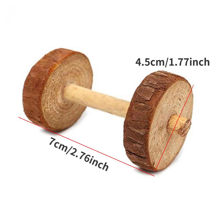 1Pc Natural Pine Dumbells Unicycle Bell Roller Chew Toys For Rabbits Guinea Pigs Rat