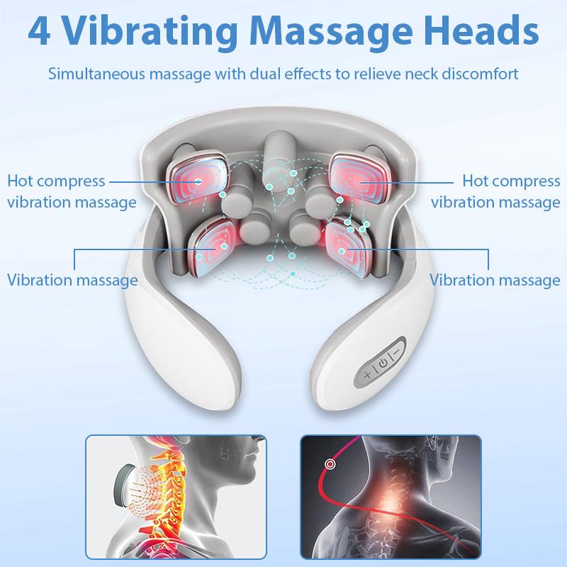 Smart TENS Pulse Wireless Neck Shoulder Back Massager Cervical Pain Relief Heating Relaxation Therapy Muscle Punch Rechargeable