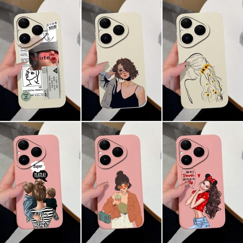 For Huawei Nova Y61 Y70 Y72 Y90 4E 5T 6 7 8 9 SE Pura 80 Pro Phone Case Cool Girls Pattern Screen Protector Anti Slip Shell For Huawei Silicone Casing