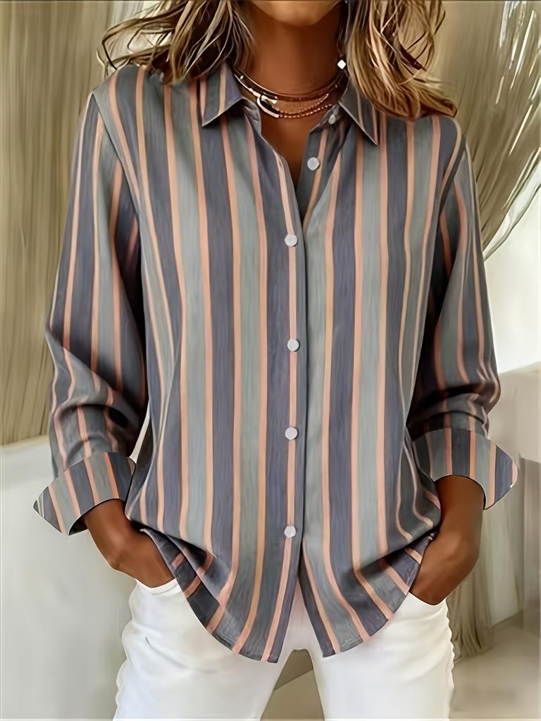Fashion large size long sleeve lapel casual printed shirt