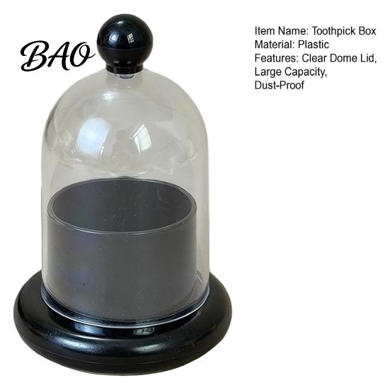 Desktop Toothpick Holder Dispenser with Clear Dome Lid, Modern Tooth Picks Storage Box Container, Kitchen Dining Table Jar Lid