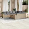 Vidaxl 11-Cz. Garden Furniture Set With Cushions, Beige, Poly Rattan