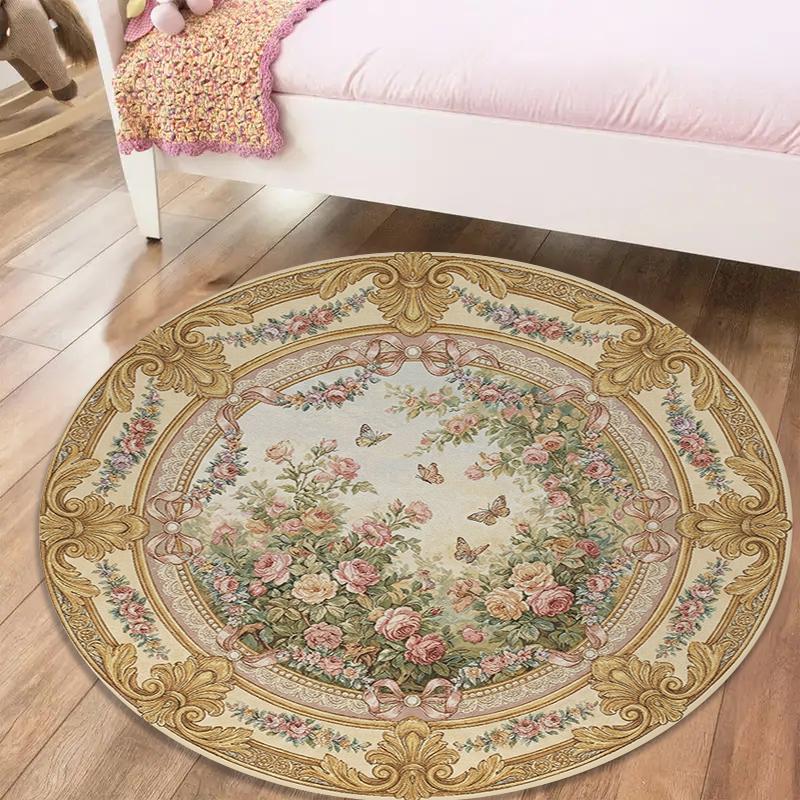 Rose Gorgeous Round Area Rug,Carpet Rug for Living Room Bedroom Sofa Playroom Decor,Non-slip Floor Mat62