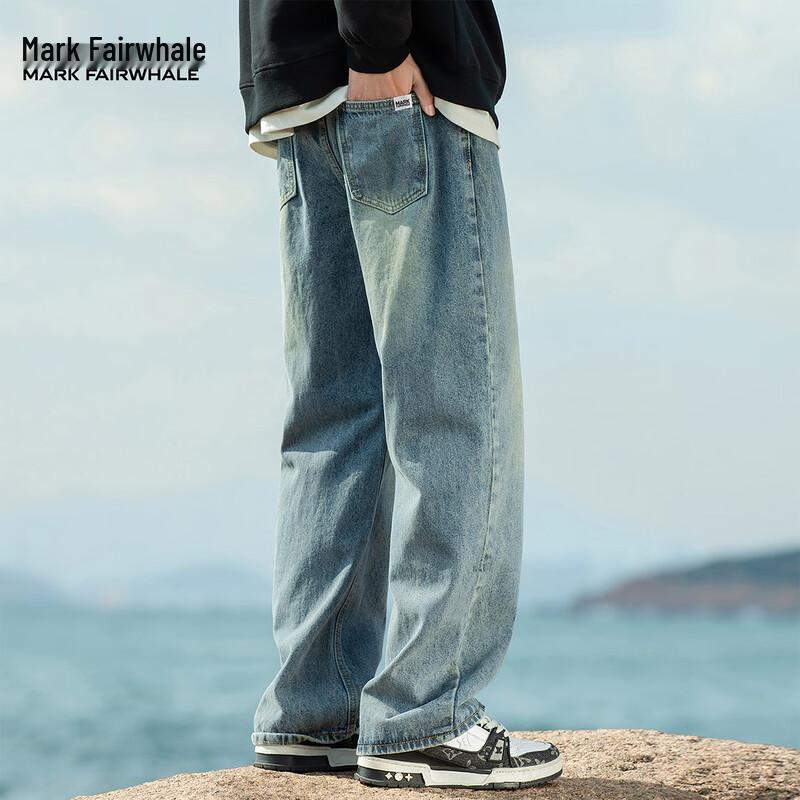 Mark Fairwhale Men's Loose Wide-Leg Straight Jeans