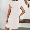 Women's Color Lapel Zipper Pocket Loose Straight Tube Dress