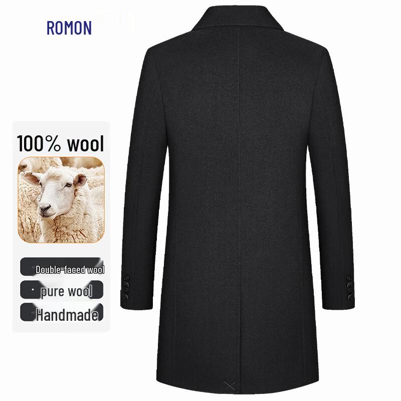 ROMON Men's 100% Wool Double-Faced Mid-Length Coat