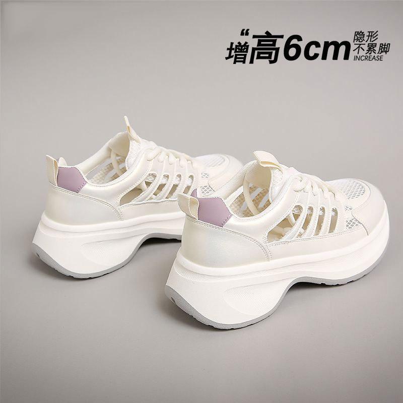 Summer hollow breathable dad shoes women's thick-soled soft-soled sports shoes 2025 new shoes women's shoes popular little white shoes