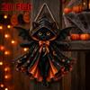 2D Flat Halloween Black Cat Door Sign Vintage Style Bat Cat Wall Hanging Home Decor