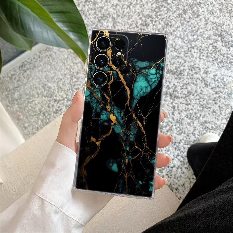 Flowing Color Marble Pattern Phone Case S25Ultra For Samsung Galaxy S25 S24 S23 S21 Ultra S20 FE S22 Plus A35 A55 5G Clear Cover
