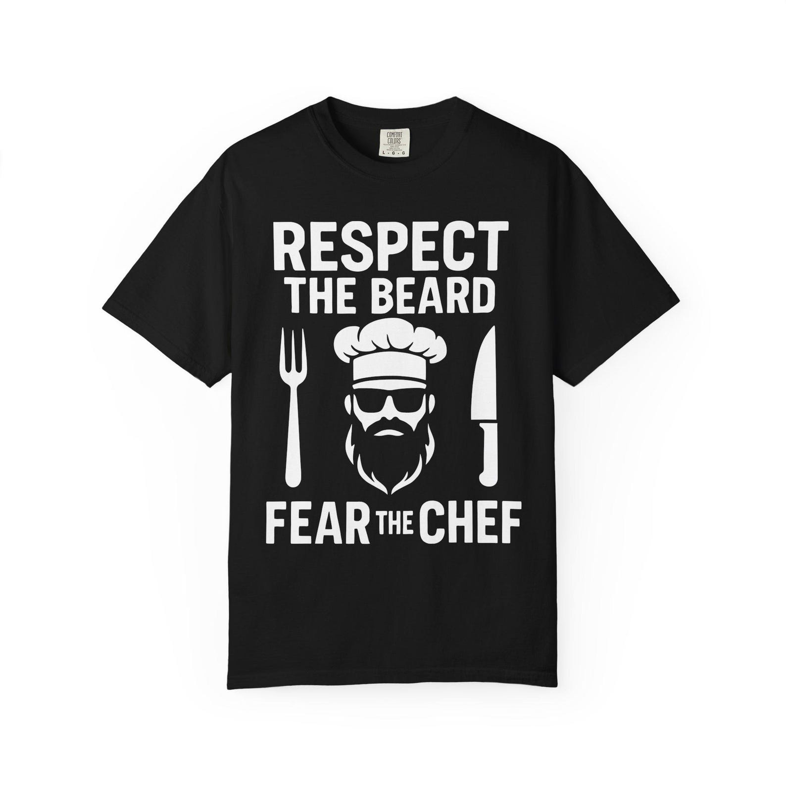 Funny Bearded Chef T-Shirt: Respect the Beard - Comfort Colors 1717 M