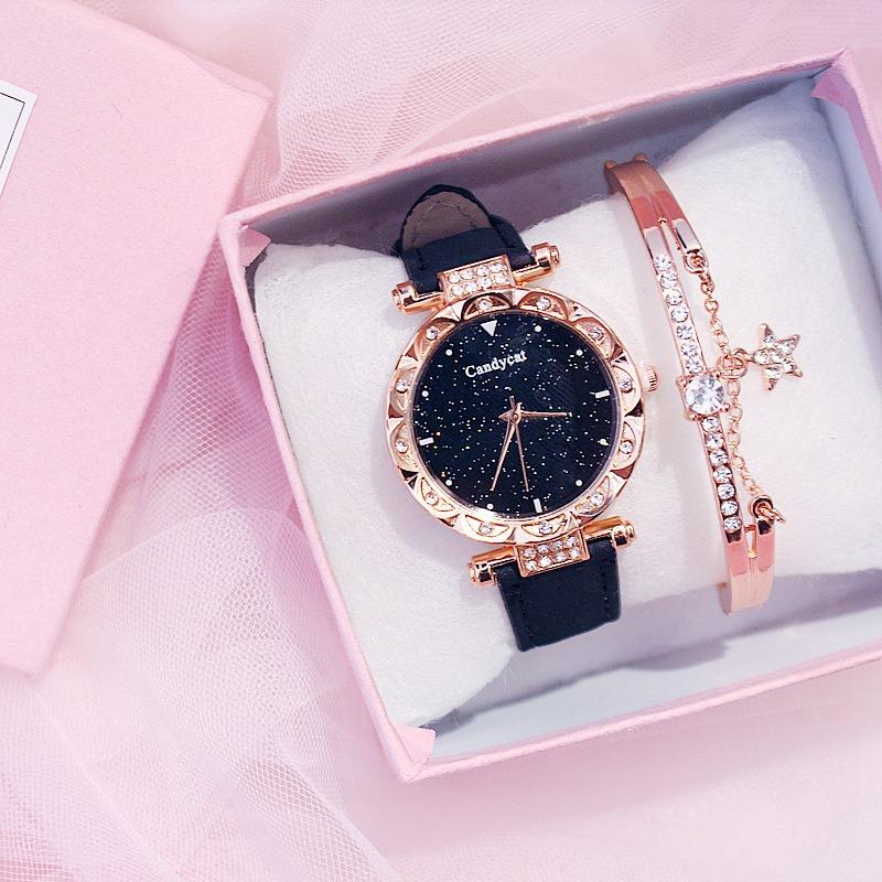 Starry Sky Watch Women's Fashion Trend Simple Casual Women's Watch Student Two-piece Gift Watch