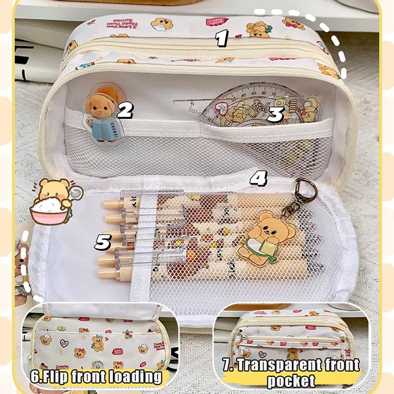 Cute Cartoon Pencil Case For Student Cartoon Anime Bear Creative Pencil Bag High Capacity Stationery Storage Bag Cosmetic Bag