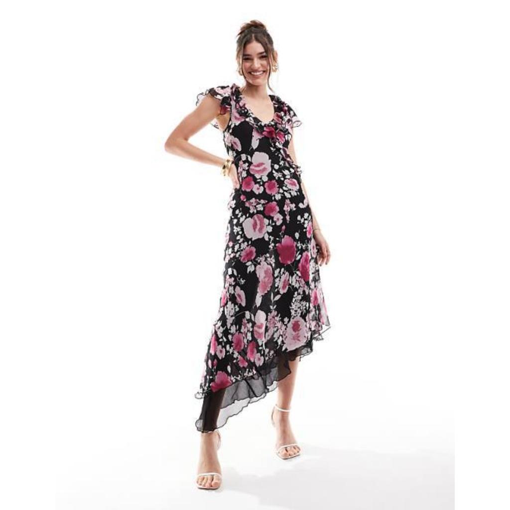 Elegant Long Chiffon Print Women's Dress For Summer Casual Daily Wear