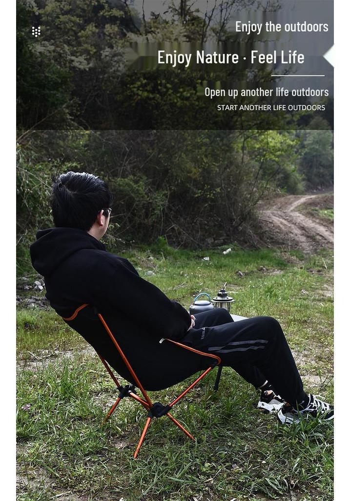 Ultra-light Portable Folding Chair for Outdoor, Beach, Camping, Fishing, and Sketching with Backrest - Moon or Director's Chair.