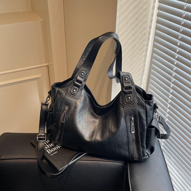 2025 Trendy Women's Retro-Style Tote: Large Capacity, Simple, Versatile, Single Shoulder & Crossbody Handbag.