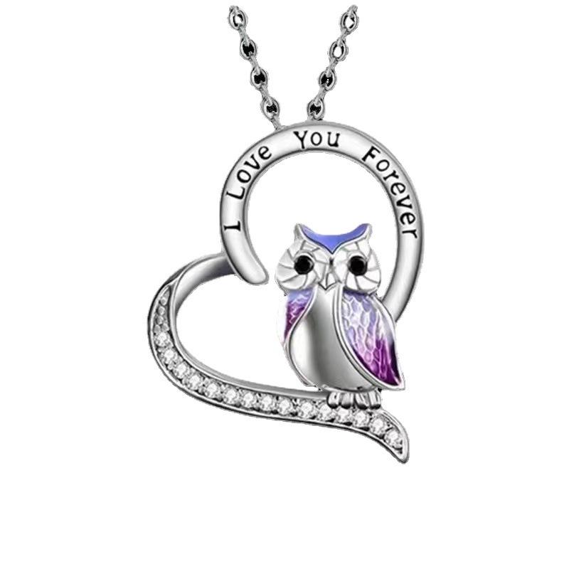Owl Pendant Love Necklace Women's Personalized Fashion Engraving